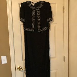 Brilliant by J. A. black and silver beaded gown